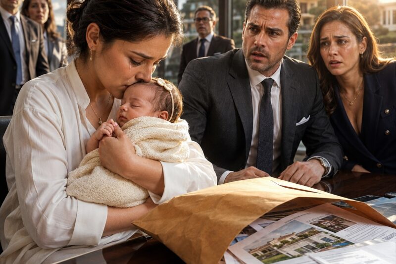 LLEGUÉ A LA AUDIENCIA DE DIVORCIO CARGANDO A MI BEBÉ DE 12 DÍAS Y DESCUBRÍ QUE MI ESPOSO INTENTABA QUITARLE LA CASA QUE HABÍA PROMETIDO PARA ELLA 😭🏠 MIENTRAS SU AMANTE SONREÍA A SU LADO