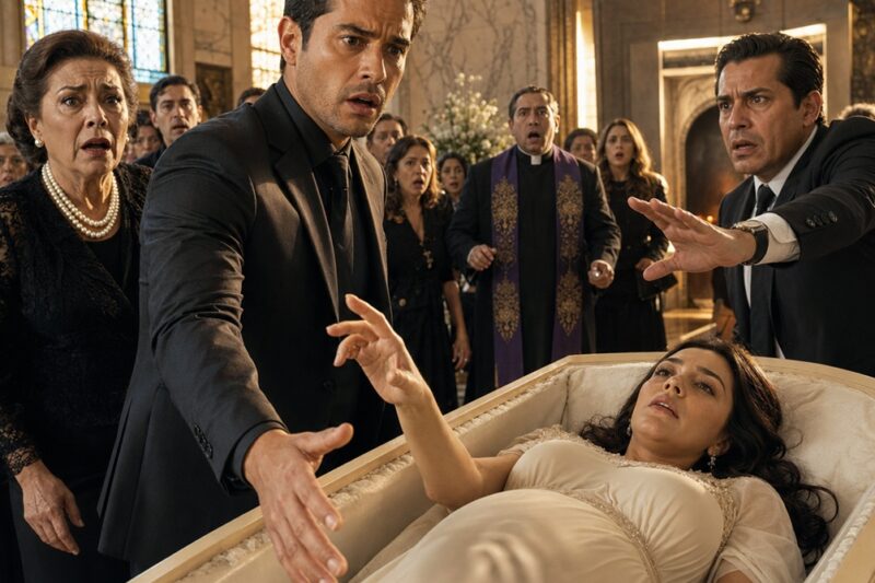 Estaban a segundos de cremar a mi esposa embarazada cuando supliqué: «Abran el ataúd… solo una vez». Todos me miraron como si hubiera perdido la razón, hasta que algo se movió bajo su vestido. El rostro de mi suegra perdió todo color. Mi cuñado gritó de inmediato: «¡Ciérrenlo ahora mismo!». Pero ya era demasiado tarde. Había visto lo suficiente para comprender la aterradora verdad. Valeria no estaba muerta.