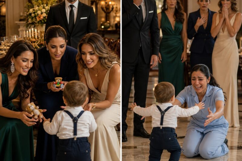 INVITÉ A TRES MUJERES ELEGANTES A CENAR EN MI HACIENDA. COMO VIUDO MILLONARIO, SABÍA PERFECTAMENTE POR QUÉ HABÍAN ACEPTADO LA INVITACIÓN: BUSCABAN MI FORTUNA. PERO YO NO ESTABA BUSCANDO OTRA ESPOSA. ESTABA BUSCANDO A ALGUIEN DIGNA DE CONVERTIRSE EN LA MADRE DE MI PEQUEÑO HIJO. CUANDO ÉL DIO SUS PRIMEROS PASOS, IGNORÓ A LAS TRES Y CAMINÓ HACIA OTRA PERSONA. EN ESE INSTANTE, TODA LA CASA QUEDÓ EN SILENCIO.