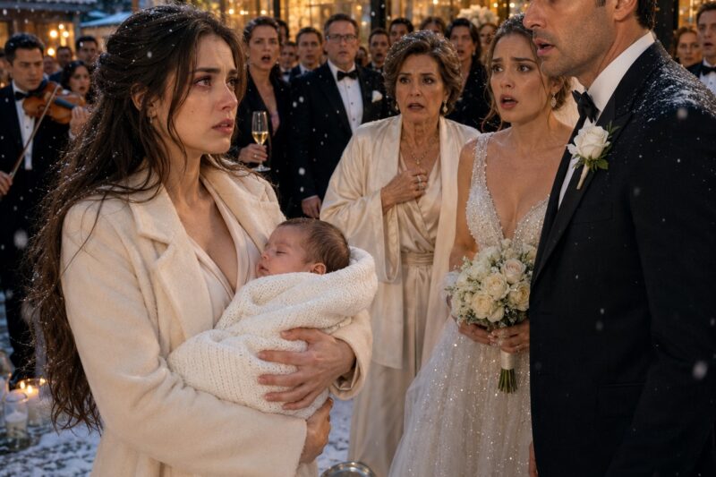 SEIS SEMANAS DESPUÉS DE QUE MI ESPOSO ME ARROJARA A MÍ Y A NUESTRA BEBÉ RECIÉN NACIDA A UNA TORMENTA DE NIEVE, ME PRESENTÉ EN SU LUJOSA BODA CON MI HIJA EN BRAZOS. CUANDO ME VIO, SU SONRISA DESAPARECIÓ.