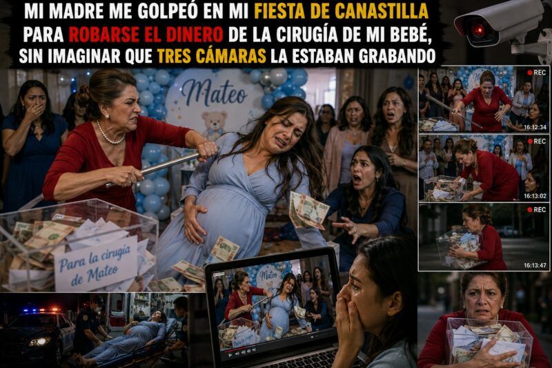 Mi Madre me Golpeó en Mi Fiesta de Canastilla para Robarse el Dinero de la Cirugía de mi Bebé, sin Imaginar que Tres Cámaras la Estaban Grabando