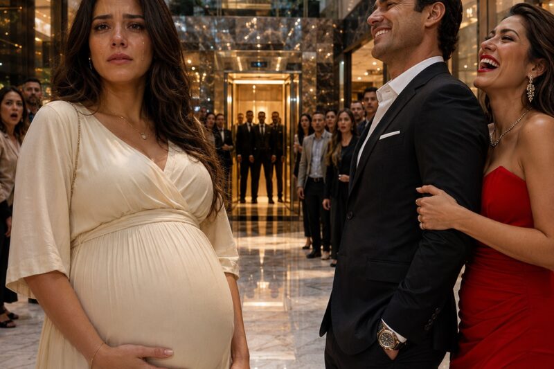 Mi esposo millonario me abofeteó en medio de un centro comercial mientras su amante se reía a su lado. Sostuve mi vientre de ocho meses y susurré: “Por favor… no delante de nuestro bebé”. Él se inclinó hacia mí y siseó: “No eres nada sin mí”. Pero entonces la multitud quedó en silencio. Mi padre salió del elevador rodeado de abogados y dijo: “Vuelve a tocar a mi hija y tu imperio desaparecerá esta misma noche”.