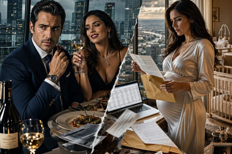 A las 2:14 de la tarde, mientras yo estaba sentado en un restaurante de lujo con mi amante, riéndome frente a una botella de vino de 8,000 pesos, mi esposa embarazada envió los papeles de divorcio a mi oficina.