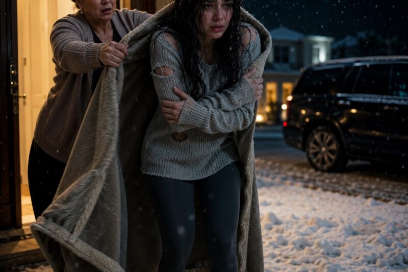Abrí la puerta a las 2 de la madrugada y encontré a mi hija descalza bajo la nieve, temblando tanto que apenas podía hablar.