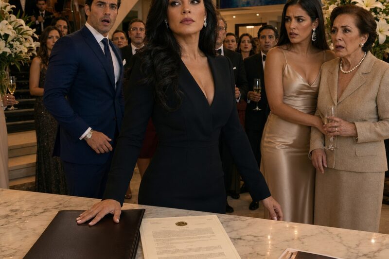 Mi esposo invitó a media Ciudad de México a recorrer nuestra mansión antes de que yo siquiera supiera que estábamos “separándonos”. Mis fotos de boda habían desaparecido, su amante estaba junto a la chimenea, y todos esperaban verme derrumbarme frente a ellos. Alejandro creyó que yo había llegado a mi propia humillación. No tenía idea de que la carpeta que llevaba en la mano podía destruir la venta de la casa antes de que sirvieran el postre.