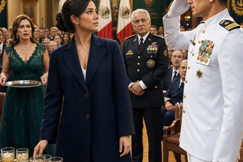 Regresé solo para sentarme en la última fila durante el homenaje militar de mi padre, mientras mi madrastra sonreía con desprecio: «Hace años que dejó la Marina». Entonces un hombre con uniforme blanco de gala entró en el salón repleto, ignoró el escenario y comenzó a caminar directamente hacia mí.