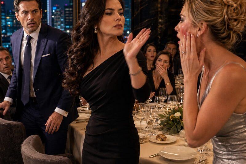 Durante una cena de negocios, el director ejecutivo le ordenó a su asistente que «le enseñara una lección» a su esposa. La asistente la abofeteó delante de todos… sin imaginar que aquella mujer silenciosa era quien financiaba el imperio que mantenía viva su empresa. Y una bofetada de vuelta terminó destruyendo todo lo que él había construido