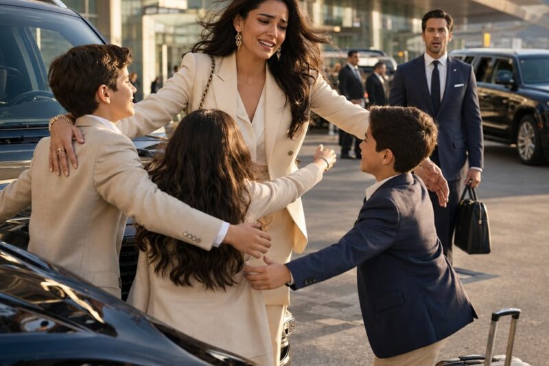 Mi Exesposo Multimillonario Se Sentó a Mi Lado en un Vuelo Solo Para Humillarme—Entonces Tres Pequeños Niños Bajaron Corriendo de un Bentley Gritando “¡Mamá!”