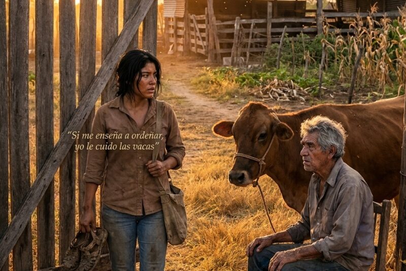 Lista para conocer a las vacas? —preguntó don Eusebio, con voz rasposa y un hilo de sonrisa que parecía no haber usado en años.