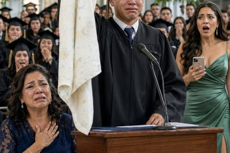 Criaron a su sobrino 19 años como hijo, pero su madre llegó a la graduación con un pastel y una mentira… hasta que él mostró la cobija vieja que lo cambió todo