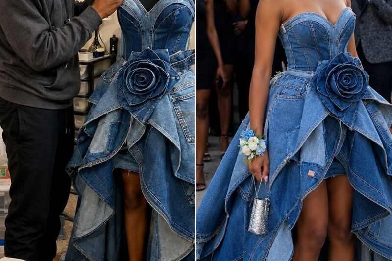 Su madrastra se burló del vestido que su hermano cosió con los jeans de su madre muerta, pero en plena graduación todos descubrieron quién era la verdadera vergüenza