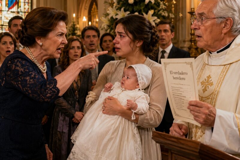La suegra expulsó a su nuera de la iglesia durante el bautizo de su nieto… pero el viejo sacerdote leyó el nombre de la verdadera heredera