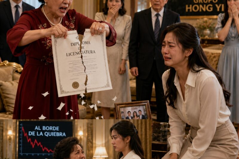 Rompió el diploma universitario de su nuera delante de toda la familia… unos meses después, ella misma tuvo que rogarle que salvara a la empresa de la bancarrota.