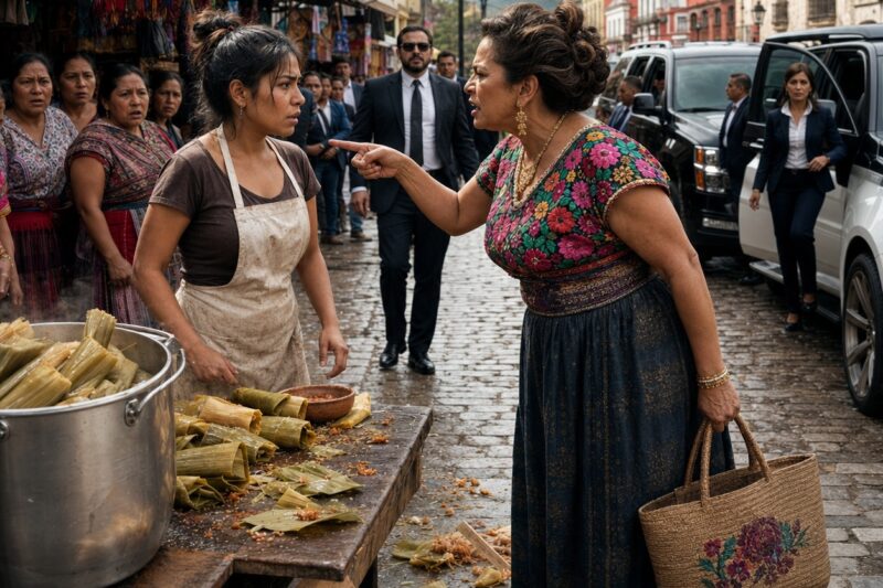 Humilló a su nuera por vender tamales en medio del mercado de Oaxaca… pero un convoy de autos de lujo que se detuvo frente al puesto dejó en silencio a todo el vecindario.