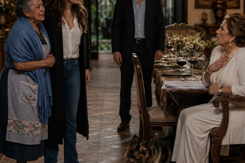 Mi suegra obligó a mi madre a comer en el piso junto al perro, sin imaginar que aquella mujer humilde de rebozo azul era la dueña secreta del fondo que salvó la empresa de su hijo