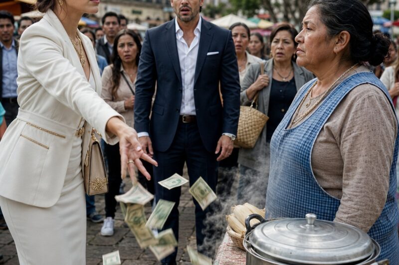 La millonaria arrojó dinero al suelo e hizo que el vendedor de tamales lo recogiera… sin saber que era la madre biológica de su prometido.
