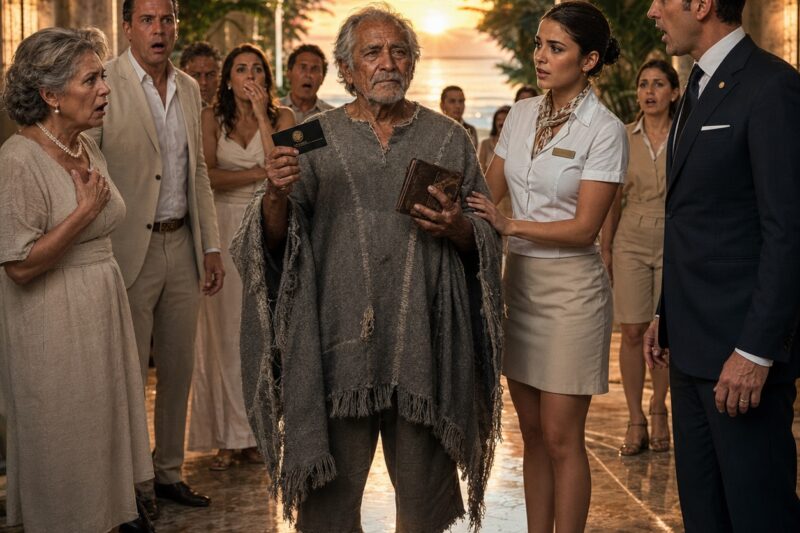Se negaron a atender al hombre del viejo poncho… pero la tarjeta que llevaba en la cartera causó revuelo en el Hotel Cancún.