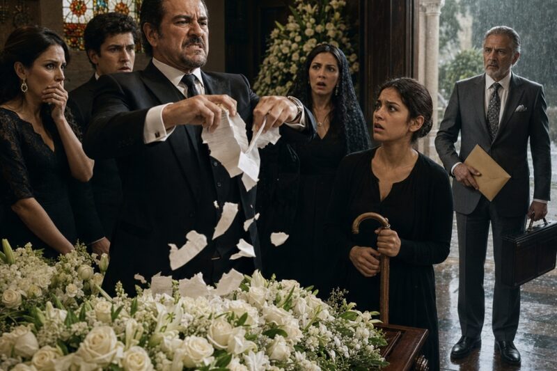 La adinerada familia rompió el testamento en pleno funeral… sin saber que el notario público tenía otra copia en su poder.