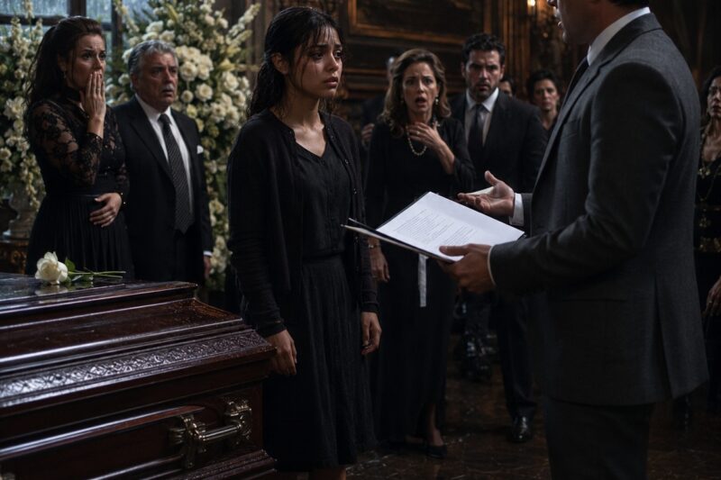 Una muchacha pobre asiste a un funeral solo para depositar una flor… el abogado la declara inmediatamente la única heredera.