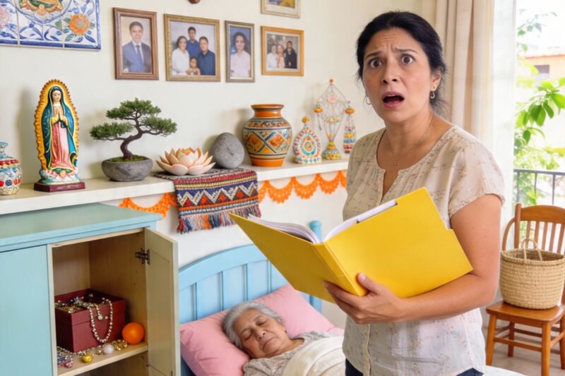 Estaba buscando las esferas de navidad en el clóset de mi hermana cuando encontré un fólder amarillo con el nombre de mi mamá.