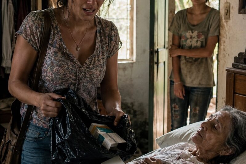 ENCONTRÉ A MI MAMÁ ENCERRADA EN EL CUARTO DE ATRÁS, EN LOS PUROS HUESOS, MIENTRAS YO LLEVABA TRES AÑOS MANDANDO DINERO DESDE EL OTRO LADO… Y CUANDO ABRÍ UNA BOLSA NEGRA ESCONDIDA EN EL CLÓSET, DESCUBRÍ TODAS LAS CAJAS DE MEDICINA QUE YO PAGABA, CERRADAS Y SIN USAR. 😱💔