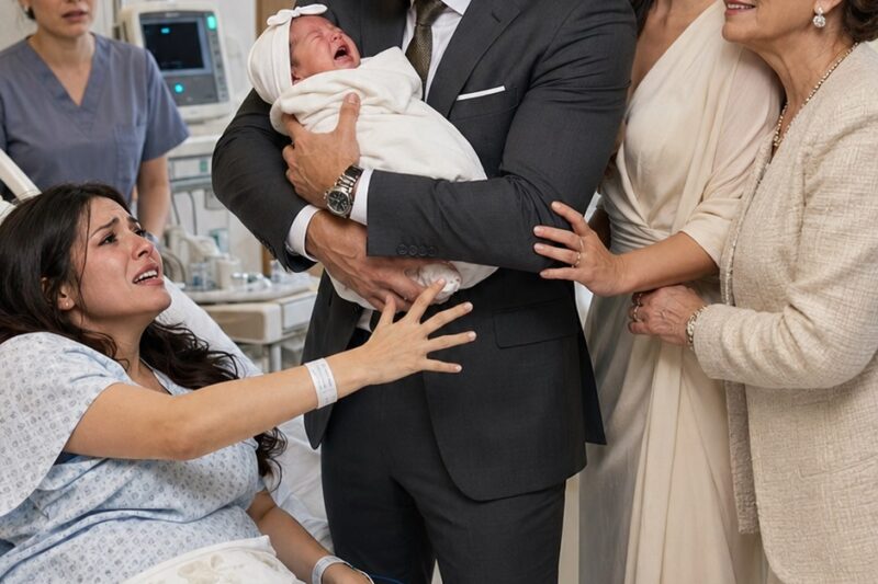Acababa de dar a luz cuando mi esposo entró furioso a la habitación del hospital, con su amante tomada de un brazo y a mi suegra del otro. Ella sonrió con desprecio y dijo: “Tu trabajo como vientre de alquiler terminó.” Mi esposo se rio. “¿De verdad creíste que iba a quedarme para siempre con una mujer pobre como tú?” Luego me arrancó a mi bebé de los brazos. Las puntadas ardieron, el mundo se volvió blanco y ellos pensaron que yo estaba sola. Pero nunca preguntaron quién era mi padre… y están a punto de descubrir lo rápido que una vida perfecta puede venirse abajo.