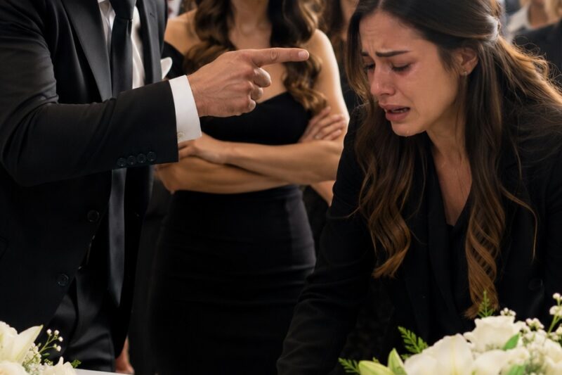 En el funeral de mis gemelos, mi esposo apareció con su amante, me llamó una madre maldita frente a sus pequeños ataúdes… y cuando le pedí que guardara silencio, me golpeó y me susurró: “Si vuelves a hablar, terminarás junto a ellos.”