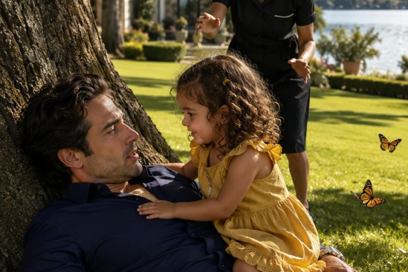 El multimillonario fingía dormir bajo un viejo ahuehuete hasta que la hijita de una empleada doméstica se subió a su pecho y despertó la vida que él había enterrado  La primera vez que Camila Hernández puso su manita sobre el corazón de Alejandro Santillán, él olvidó cómo respirar.