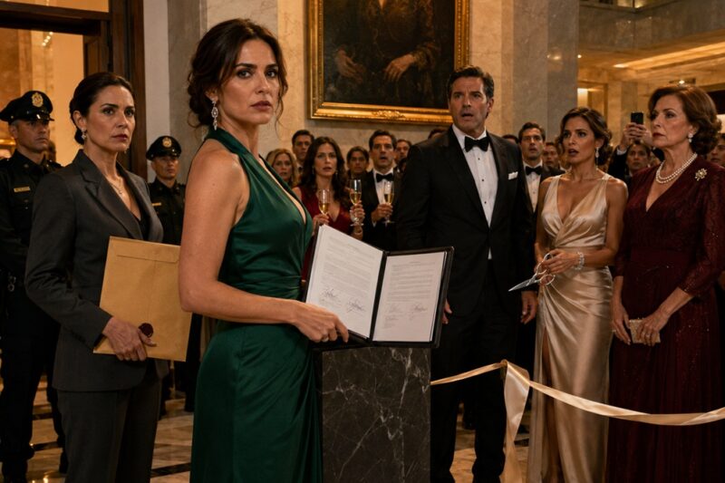 La amante de mi esposo cortó el listón del ala del museo que llevaba el nombre de mi madre fallecida, mientras él sonreía a su lado. En la gala de Ciudad de México, todos me miraban como si yo fuera la esposa loca que iba a gritar, llorar y arruinar la noche. Lo que no sabían era que yo tenía el acuerdo original de la fundación dentro de una carpeta negra. Y mi madre había escrito una cláusula para una traición exactamente como esta.