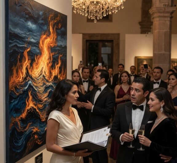 LLEVÓ A SU AMANTE A LA FERIA DE ARTE DE SAN MIGUEL DE ALLENDE Y LES DIJO A TODOS QUE YO NO TENÍA GUSTO. ELLA SE RIO FRENTE A UNA PINTURA DE SEIS CIFRAS Y DIJO QUE YO ME PONÍA NERVIOSA CERCA DE LOS VERDADEROS COLECCIONISTAS. MI ESPOSO SONRIÓ COMO SI YO NO FUERA MÁS QUE UN ADORNO. LO QUE NINGUNO DE LOS DOS SABÍA ERA QUE UN SOLO DOCUMENTO FIRMADO YA HABÍA CONVERTIDO TODO ESE SALÓN EN MI TRAMPA.
