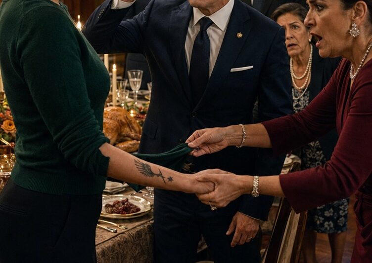 Mi hermana se burló de mí durante la cena de Acción de Gracias y les dijo a todos que yo solo llenaba formularios para el Ejército, mientras que su esposo, agente del Centro Nacional de Inteligencia, era el único “verdadero héroe” de la familia. Pero cuando me levantó la manga del suéter y dejó al descubierto una pequeña marca en mi muñeca, él se puso de pie tan rápido que toda la mesa quedó en absoluto silencio.