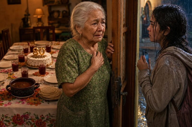 Preparó mole para sus hijos en su cumpleaños 80, pero nadie llegó; cuando por fin tocaron la puerta, Doña Rosario sonrió creyendo que era una sorpresa… hasta que su nieta apareció sola, empapada de lágrimas, y le reveló la verdadera razón por la que la habían abandonado