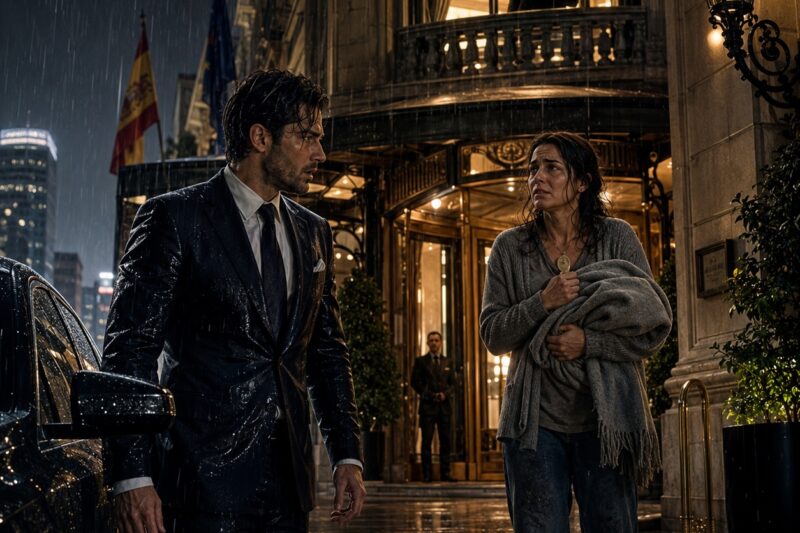 DOS AÑOS DESPUÉS DE ENTERRAR A SU ESPOSA, EL HEREDERO DE UN IMPERIO HOTELERO LA ENCONTRÓ BAJO LA LLUVIA DE MADRID, CON UNA NIÑA EN BRAZOS Y UNA FRASE QUE DESTRUYÓ A SU FAMILIA: «TU MADRE NOS HA ESTADO VIGILANDO TODO ESTE TIEMPO»